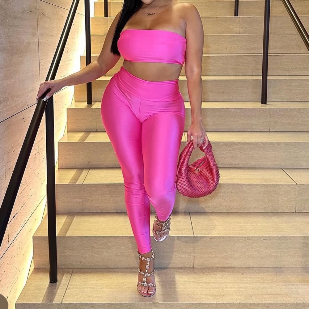 Fashion nova pink two piece set